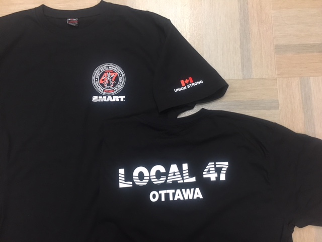 Front of shirt ~ Local 47 crest. Back of shirt ~ Local 47 Ottawa